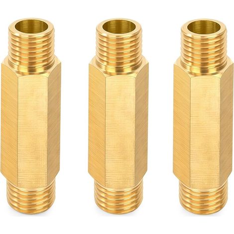 (3PCS) Rallonge de Robinet en Laiton, Mâle 1/4" x 60 mm, Raccord de Tuyau d'extension Fileté, Tube Connecteur Fileté Adaptateur pour Chauffage Central, Air, Eau, Huile (1/5)