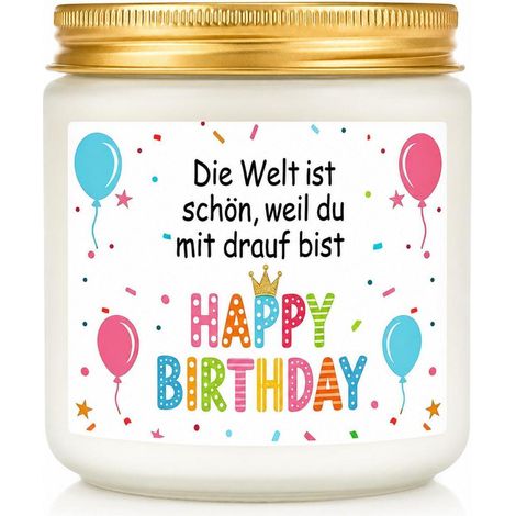 Duftkerze Lavendel 100g im Glas mit Spruch Geburtstagsgeschenk für Frauen