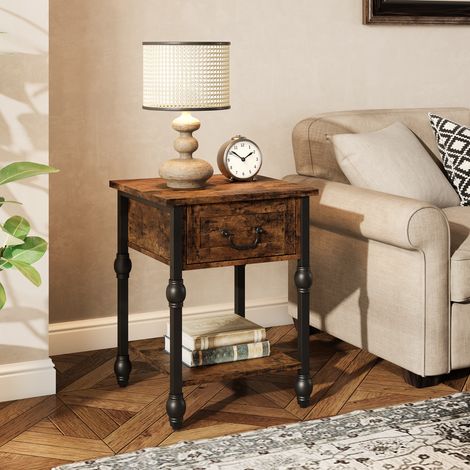 Table colonne romaine tiroir – métal MDF 2 niveaux (1/5)