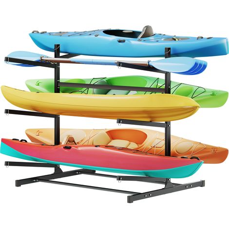 VEVOR Kayak Storage Rack for 6 Kayaks, Holds 400 lbs, Heavy Duty Freestanding Stand for Indoor Outdoor Garage Shed Dock, Storage Rack Stand Holder for Canoe, Small Boat, SUP, Surfboard & Paddleboard (1/5)