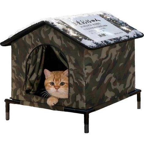 Niche extérieure pour chat, abri d'hiver isolé pour animaux de compagnie, abri thermique pour animaux de compagnie pour patio, camping, plage, balcon, jardin extérieur L (1/5)