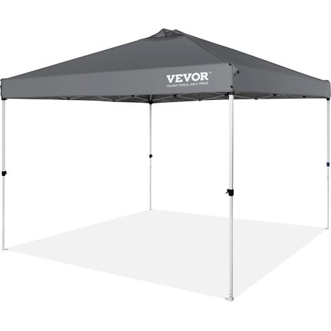 Tente Canopée 10x10 ft, Bâche PU 250D argentée, avec Sac à roulettes et 4 Sacs de sable, Imperméable et Abri solaire pour Fêtes, Camping, Événements - Gris Foncé (1/5)
