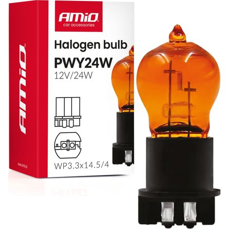 Bombilla halógena PWY24W WP3.3x14.5-4 Ámbar 12V 24W amio-04410 (1/3)