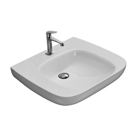 Lavabo Argento sospeso cm. 70x60 semicircolare bianco lucido di (1/2)