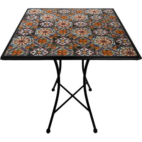 Axi Camilla Table De Bistrot Casa Del Sol - Mosaïque  Petite Table Basse, Design Carré, Carreaux En Céramique  Balcon, Terrasse Ou Balcon - Charge Max : 40 Kg / 60 X 60 X 75 Cm