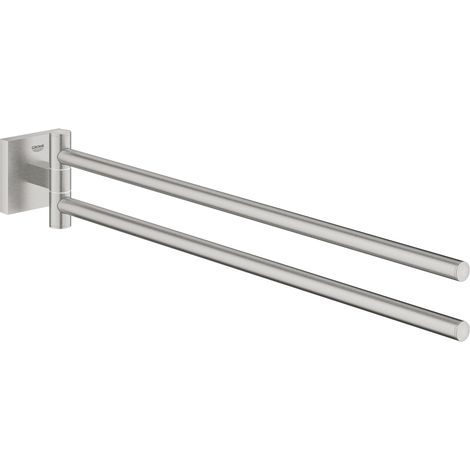 Grohe – Barre porte-serviettes 438 mm – 2 bras pivotants – Fixations cachées – Finition Supersteel – 40976DC0