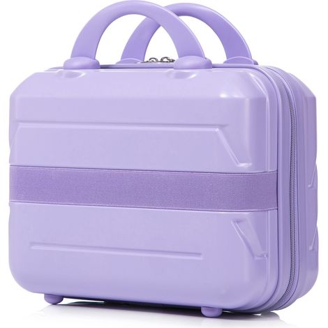 Set de valises 2 pièces en ABS, 14"/19" avec roulettes spinner, serrure à combinaison et trousse de toilette 14" (bleu + violet) (1/5)