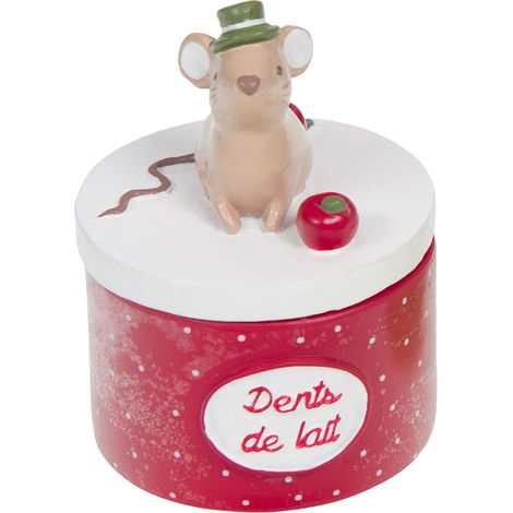 Petite boîte à dents de lait souris et pomme rouge (1/2)