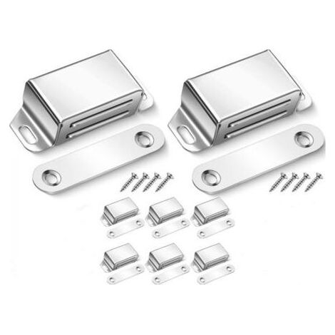Lot de 8 loquets de porte magnétiques en acier inoxydable pour placard, tiroir, cuisine, salle de bain, placard, tiroir, armoire (1/5)