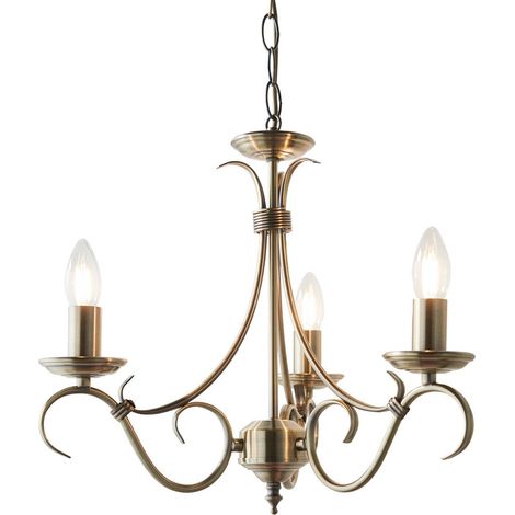 Endon Bernice - Lampada a sospensione a 3 bracci multibraccio in ottone antico, E14 (1/5)