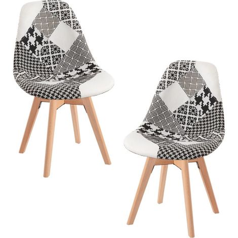 Packs Sillas Comedor - Pack 2 Sillas Synk Patchwork - Patchwork blanco y negro (1/5)