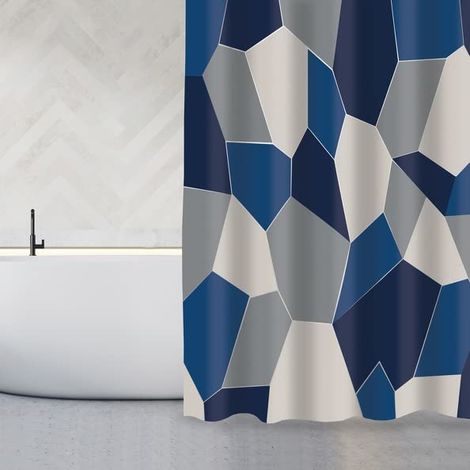 Rideau de Douche Polyester Origami 180x200cm Bleu