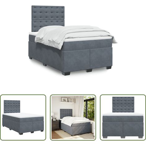 vidaXL Samt -  Boxspringbett mit Matratze Dunkelgrau 120x190 cm Samt (1/5)