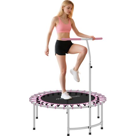 "SPORTNOW 40"" Fitness Trampoline with 5-Level Adjustable Handle, Purple" (1/5)