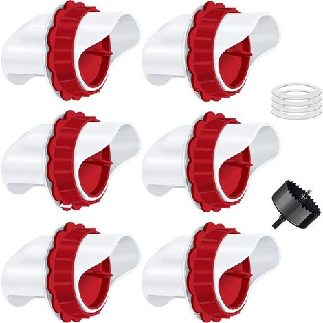 Comedero automático para pollos, kit de 6 puertos para aves de corral por gravedad (para cubos, barriles y contenedores) (1/5)