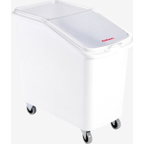Bac à ingrédients 100 L + couvercle + 4 roues - chape acier - Gilac
