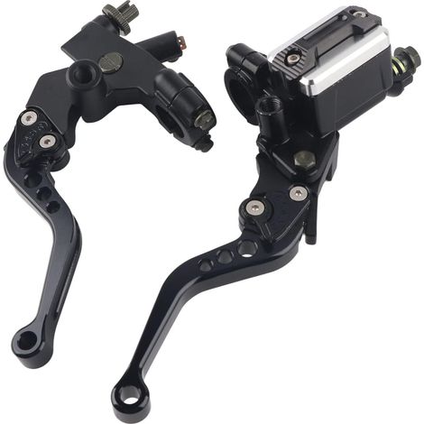 Kit de Leviers de Maître-Cylindre d'Embrayage de Frein Universel en Aluminium pour Moto 1 Paire de Guidon 7/8 Pouces (22mm) Noir (1/5)