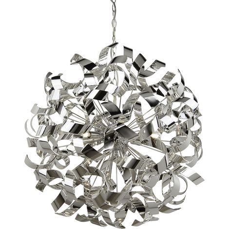 Searchlight Curls - Lampada a sospensione a 6 nastri luminosi cromata, G9 (1/5)
