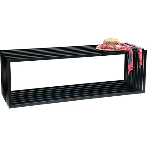 DanDiBo Gartenbank Metall Schwarz Wetterfest Massiv 150 cm Sitzbank Modern 96430 Parkbank Eisen Lamellenbank (1/5)