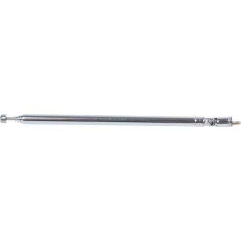 Antenne radio AM/FM télescopique en métal, longueur 75 cm, couleur argent. (1/5)
