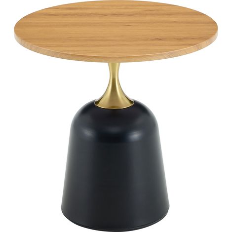 Tavolino rotondo Ø 60 cm in melamina effetto legno con base in metallo (1/5)