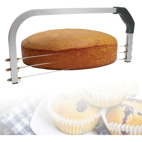 Tortenbodenschneider, Edelstahl Tortenschneider 53cm mit 3 Gezahnten Schneiddrähten Verstellbar Kuchenschneider Tortenbodenteiler