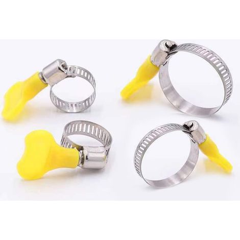 Ensemble de 16 anneaux de gorge en acier inoxydable avec clé de réglage jaune, tube à eau multi-tailles (8-12 mm, 13-19 mm, 22-32 mm et 32-44 mm) (1/5)