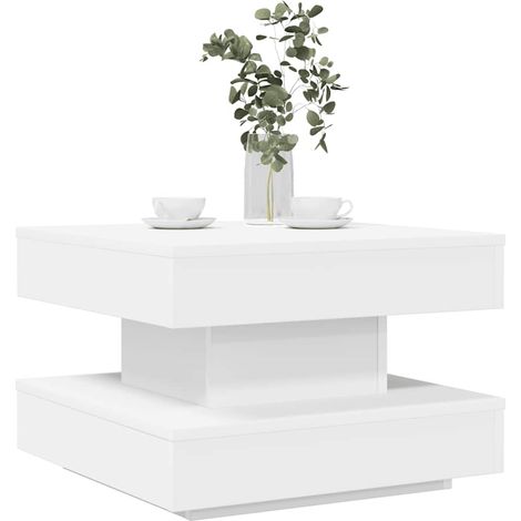 Couchtisch 360-Grad Drehbar Weiß 50x50x34,5 cm