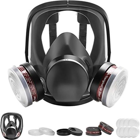 Wiederverwendbare Vollgesichtsmaske, Gasmaske, Vollgesichtsmaske mit Filter, Industriestaubmaske zum Sprühen, Schleifen, Lackieren und Polieren (1/2)