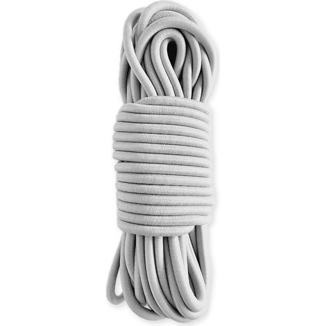 Elastisches Gummiseil Grau 20 Meter - Wirtschaftsqualität TECPLAST 8SW - Spannseil für Planen mit einem Durchmesser von 8 mm