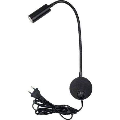 KLVGTIFS PU - 3W Plug Wired Flexible Gooseneck Wall Applique Lampe de lecture Art Works Afficher Accent Light Wall Mount Spot Lamp Fixture avec in (1/5)