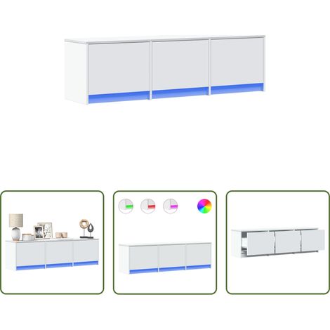 vidaXL Meuble tv bois - Meuble TV avec LED Blanc 140 x 34 x 40 cm Bois d'ingénierie (1/5)