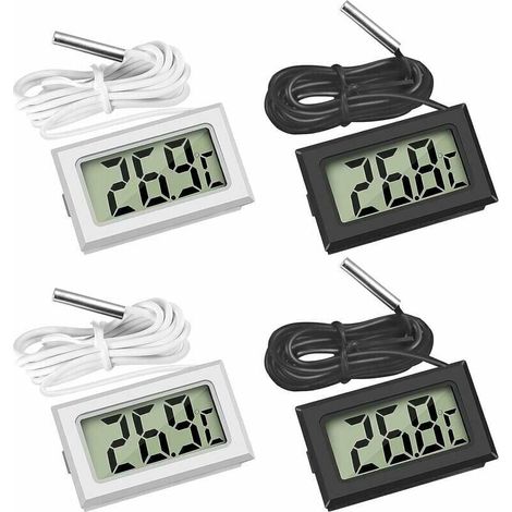 Mini-Digital-LCD-Thermometer, Temperatur mit Temperaturfühler-Sensortester (2 x Schwarz, 2 x Weiß) (1/4)