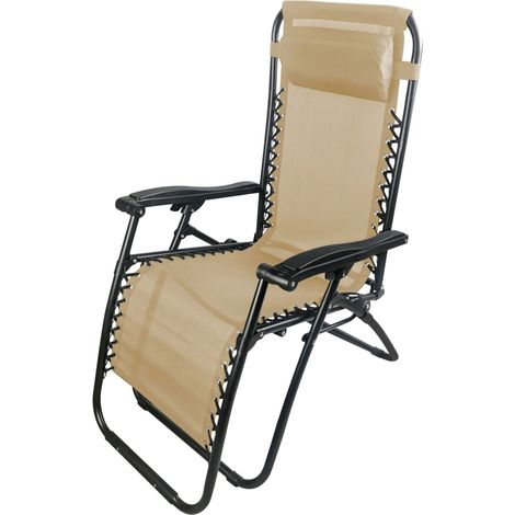 Sedia a sdraio "Zero Gravity" reclinabile, in acciaio, poltrona ideale per esterno e giardino -Confezione da 1 pezzo / Beige (1/5)