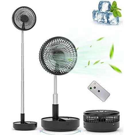 Primevolve Ventilateur de table, ventilateur oscillant portable, ventilateur pliable avec télécommande, 4 vitesses, ventilateur de table USB rechargeable, pour chambre, bureau, voyage (1/5)