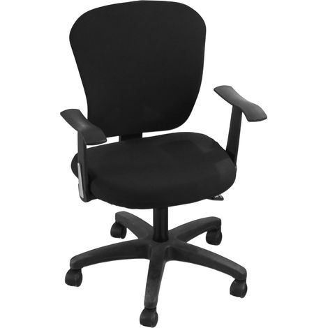 Housse De Chaise - Extensible Polyester Élasthanne - Pour Chaise De Bureau Rotative Chaise À Dossier Haut Fauteuil - Noir - 1 Pièce