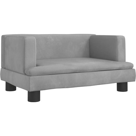 Lit pour chien panier canapé confortable clair 60 x 40 x 30 cm velours gris (1/5)