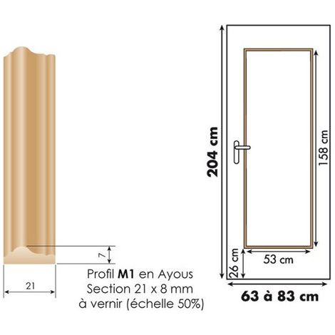 Décor de porte coulissante en bois exotique à vernir – Panneau droit 1 unité – Pour espaces intérieurs – Installation facile (1/2)