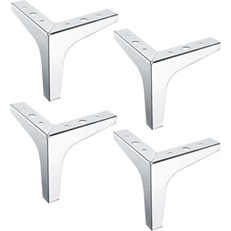 Ahlsen Pieds Meubles Triangulaires Modernes Métal Pieds Meubles Interchangeables Triangle Pieds De Meubles Tv Lit Canapé Pieds Meuble Socles Canapé Pied Table Diy Acier Table Basse 4 Pièces(Argent,10C (1/5)