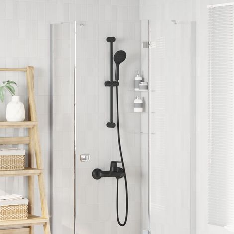 vidaXL  Shower System Set  Height Adjustable Black 71 cm Stainless Steel