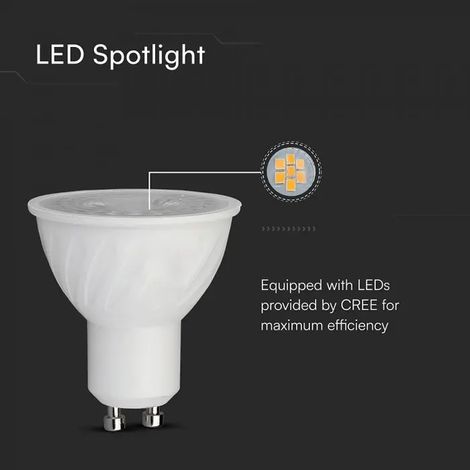 Foco LED V-TAC con chip CREE GU10 de 6 W, 38°, 3000 K, regulable