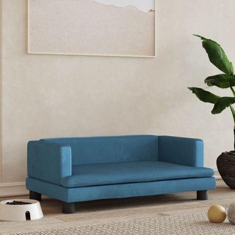 Lit pour chien Canapé chien design scandinave bleu 80x45x30 cm velours 79389 (1/5)