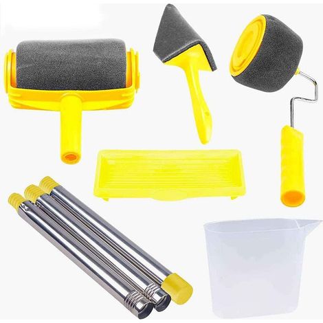 Rodillo de pintura profesional, kit de brochas Pro, juego de herramientas lavables para bricolaje, kit de rodillo de pintura para paredes, rodillo de pintura para paredes del hogar y la oficina. (1/5)