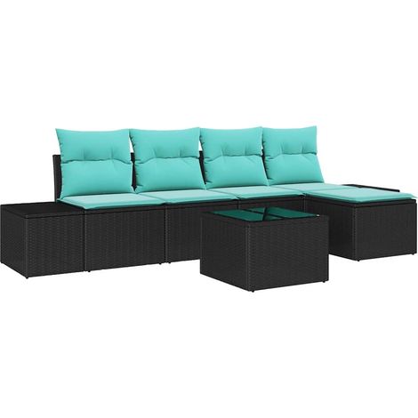 Sofa Set 6 pcs Black [Synthetic]: Poly Rattan vidaXL (1/5)