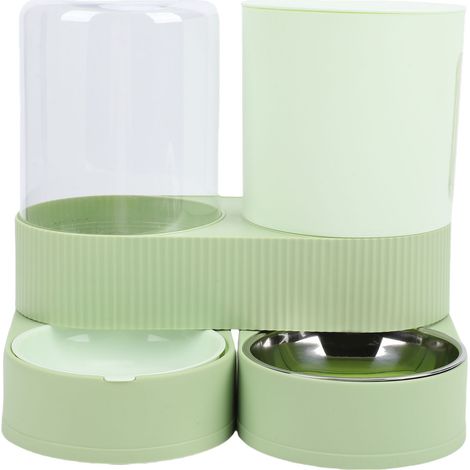 Mangeoire et distributeur d'eau 2 en 1 pour chat, fraîcheur longue durée, grande capacité, automatique pour animaux de compagnie, pour chats et chiens, vert (1/5)