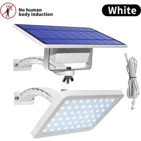 Lampe solaire (blanche sans capteur) 800 lm, 48 LED, compatible avec les éclairages extérieurs de jardin, mur et cour, éclairage de sécurité LED avec angle d'éclairage réglable (1/5)