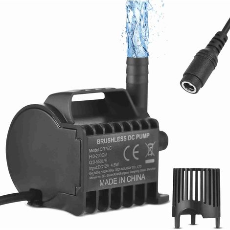Pompe mini 12V QR75C 550L/H 2m DC aquarium/bassin (1/5)