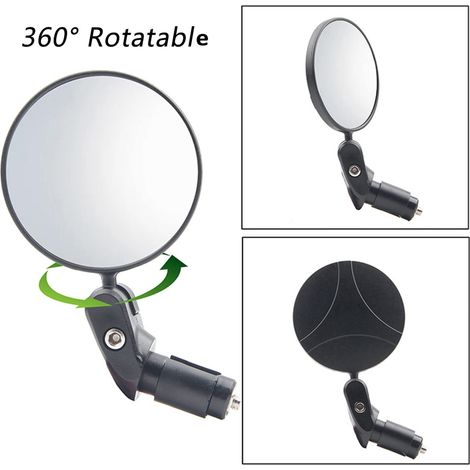 Rétroviseurs de guidon pour vélos (2 pièces), rétroviseurs de vélo rotatifs à 360°, rétroviseurs de guidon universels réglables, rétroviseur de guidon grand angle avec miroir convexe pour VTT (1/5)