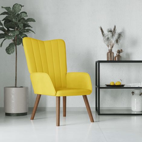 Chaise de salon,Chaise de relaxation Jaune moutarde Velours CFW88362 (1/5)