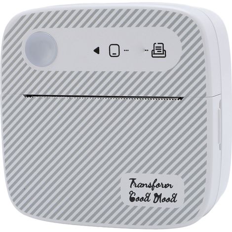 Imprimante étiquettes thermique sans encre mini poche portable Bluetooth rayures blanches (1/5)